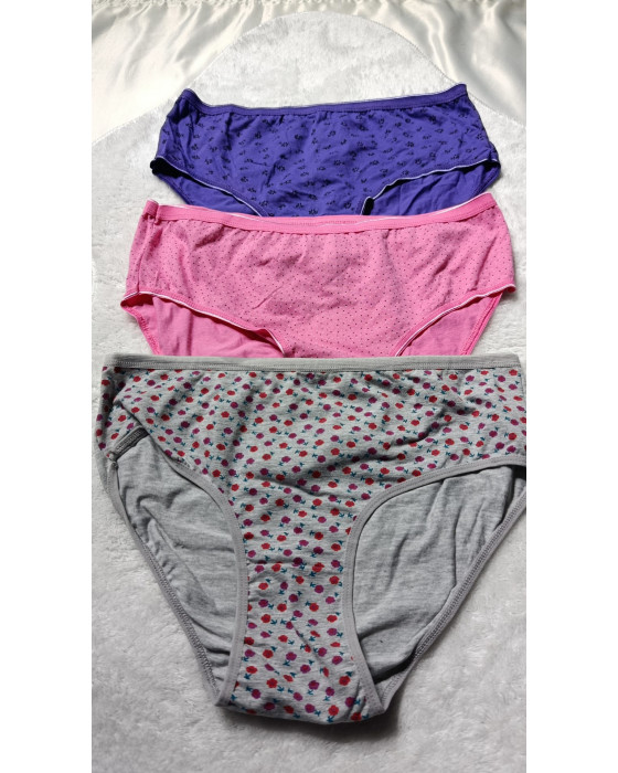 Tutku 3'lü Kadın Desenli Slip – Tek Beden Pamuklu Külot Seti